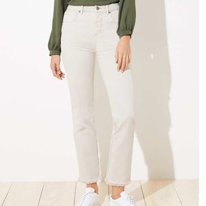NWT: Loft High-Waist Straight Frayed Jeans